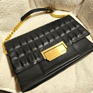 Calvin Klein Real Leather shoulder black bag